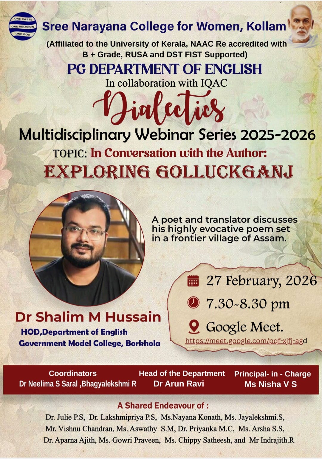 Dialectics – Multidisciplinary Webinar Series 2025-2026: In Conversation with the Author – Exploring Golluckganj
