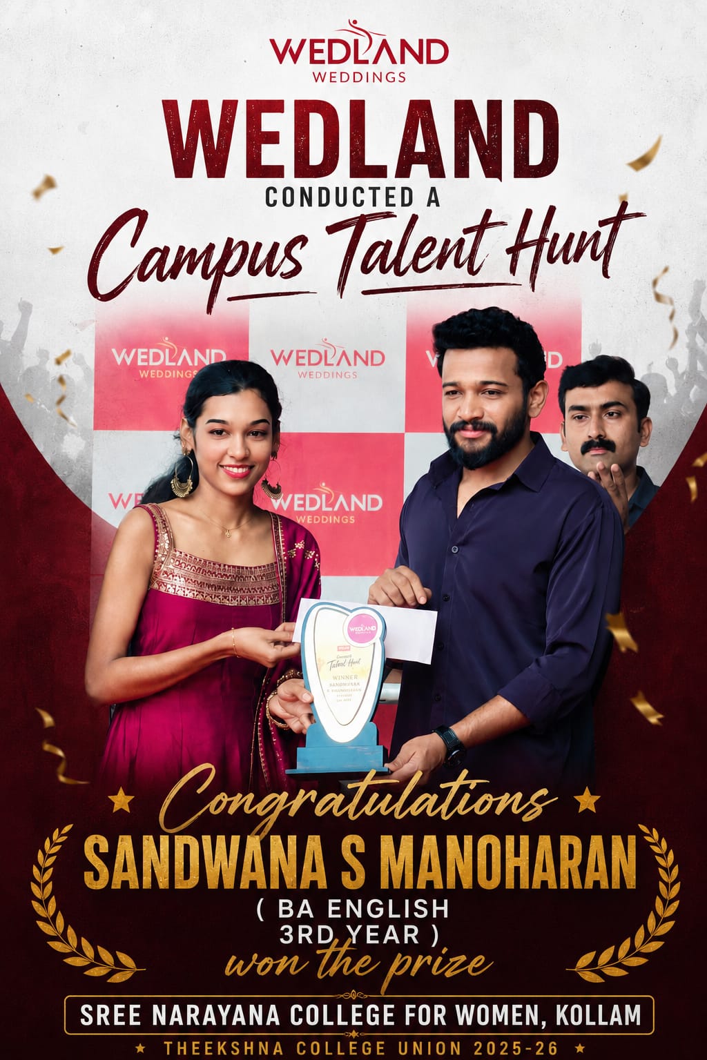 Wedland Campus Talent Hunt – Sandwana S Manoharan Wins First Prize