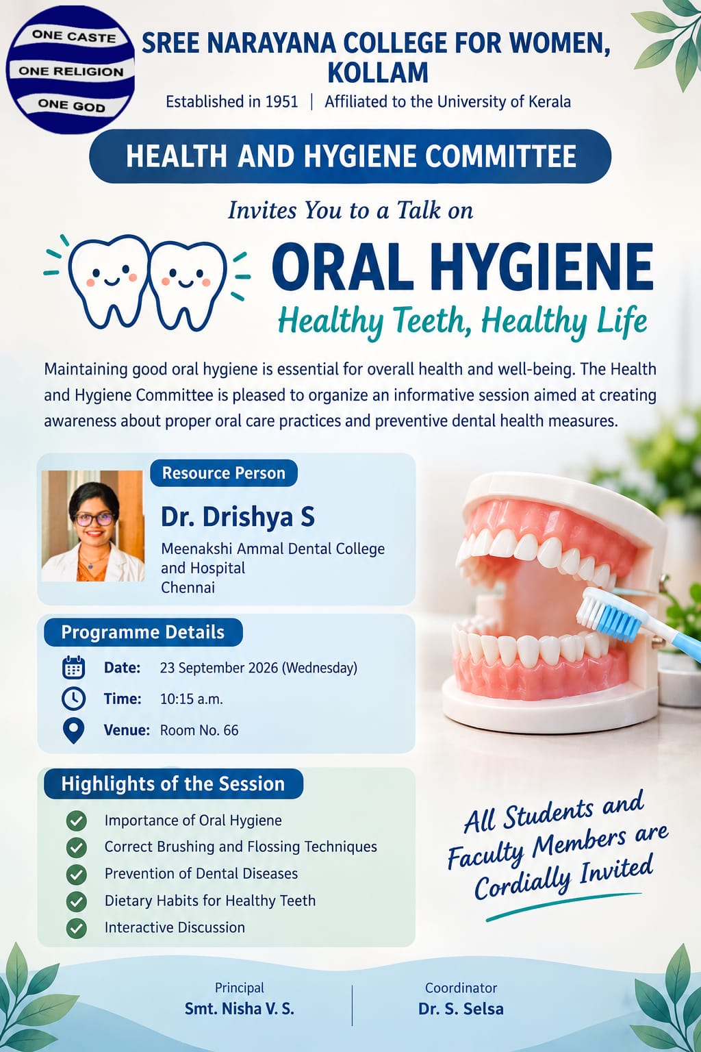 Talk on Oral Hygiene – Healthy Teeth, Healthy Life