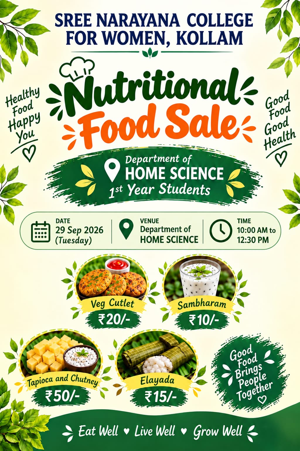 Nutritional Food Sale by First-Year Home Science Students